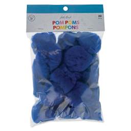 John Bead Pom Poms - Pkg of 20, Dark Blue, 2" front of packaging
