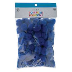 John Bead Pom Poms - Pkg of 65, Dark Blue, 1/2" front of packaging