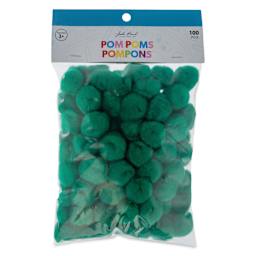 John Bead Pom Poms - Pkg of 65, Dark Green, 1/2" front of packaging