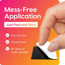 Hygloss Self-Adhesive Magnetic Squares. Mess-free application, just peel and stick. Easy to use, clean finish, no glue or tools needed.