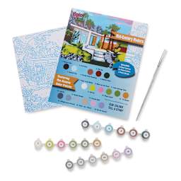 Paint The Town By Numbers Mid Century Modern Kit- board with design, paints and brush