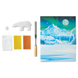 StudioStone Creative Alabaster Carving Kit - Polar Bear, kit contents