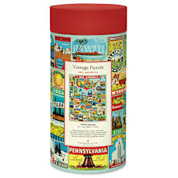 Cavallini Vintage See America 1,000 Piece Puzzle back of packaging