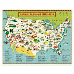 Cavallini Vintage National Parks Map 1,000 Piece Puzzle (Completed puzzle)