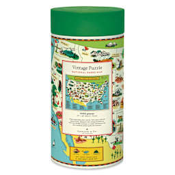 Cavallini Vintage National Parks Map 1,000 Piece Puzzle (Back of packaging)