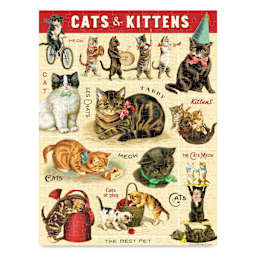 Cavallini Vintage Cats 240-Piece Mini Puzzle - 10-1/2" x 14", finished puzzle
