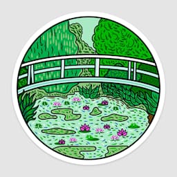 Vinyl Art Stickers Claude Monet - Waterlilies and Japanese Bridge, 6/Pkg.