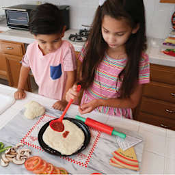 Handstand Kitchen Pizza Making Set (Children preparing pizza with utensils)