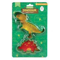 Handstand Kitchen Cookie Cutter Set - Dinosaur, Pkg of 2, front of the packaging.