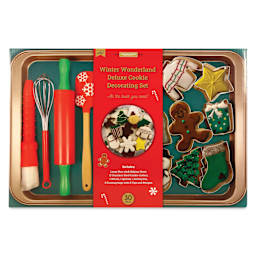 Handstand Kitchen Winter Wonderland Deluxe Cookie Decorating Set, front of the packaging. 