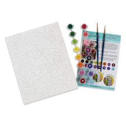 Bright Stripes iHeartArt Paint By Number Kit - Butterflies and Blooms, kit contents