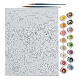 Bright Stripes iHeartArt Paint By Number Kit - Wild Horses, kit contents