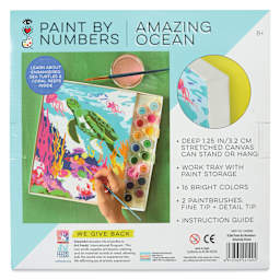 Bright Stripes iHeartArt Paint By Number Kit - Amazing Ocean, back of packaging