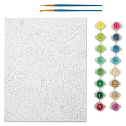 Bright Stripes iHeartArt Paint By Number Kit - Frog and Mushroom, kit contents