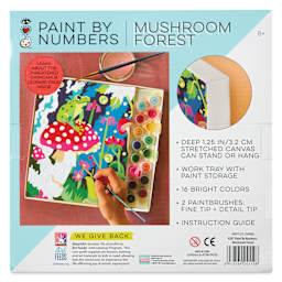 Bright Stripes iHeartArt Paint By Number Kit - Frog and Mushroom, back of packaging