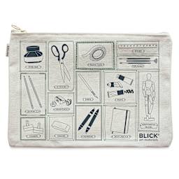 Blick Flat Zip Pouch by Maptote - Gray and Green (front of pouch)