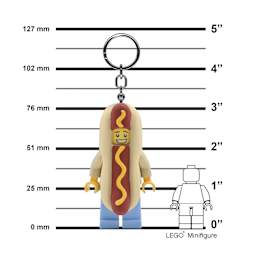 LEGO Iconic LED Keychain Light - Hot Dog Man, scaled next to standard minifigure