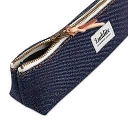 Luddite Boat Pen Pouch - Denim, partially unzipped