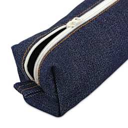Luddite Canvas Box Pen Case - Denim, partially open
