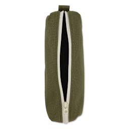 Luddite Canvas Box Pen Case - Khaki Green, open