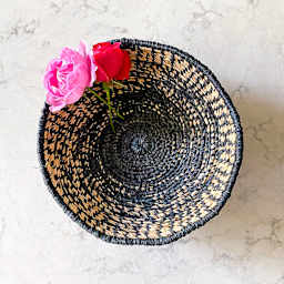 Calliope Basket Making Kit, finished basket with a flower