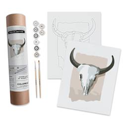 Coloready Paint by Number Kit - American Southwest, kit contents with finished example