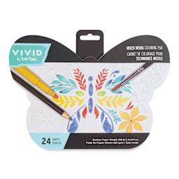 Brea Reese Vivid Mixed Media Coloring Pad - Butterfly, 7.8" x 9.6", front of pad