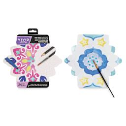 Brea Reese Vivid Mixed Media Coloring Pad - Tile, 9.5" x 9.7", front of pad and half-finished themed page