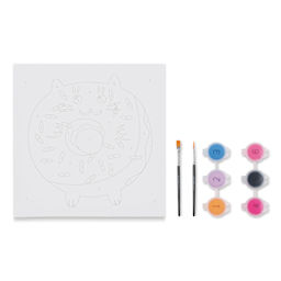 Brea Reese Vivid Mini Paint-by-Number Kit - Cat Donut, contents