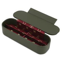Esterbrook Pen Nook Pen Case - Double Pen, Moss Green, open