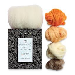 Grey Fox Felting Needle Felting Project Kit - Pumpkin (Kit contents)