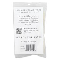 Wistyria Editions 100% Wool Roving - Natural, 14" - back of packaging