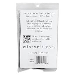 Wistyria Editions 100% Wool Roving - Black, 14" - back of packaging