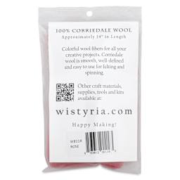 Wistyria Editions 100% Wool Roving - Rose, 14" - back of packaging