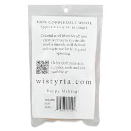 Wistyria Editions 100% Wool Roving - Soft Peach, 14" - back of packaging