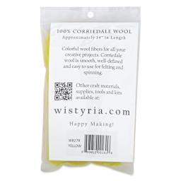 Wistyria Editions 100% Wool Roving - Yellow, 14" - back of packaging