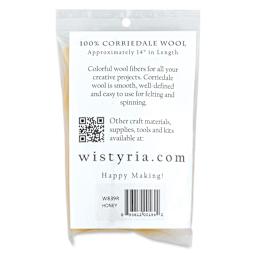Wistyria Editions 100% Wool Roving - Honey, 14" - back of packaging