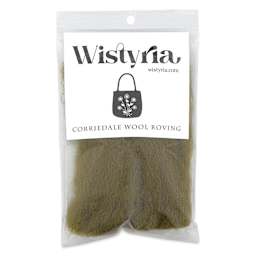 Wistyria Editions 100% Wool Roving - Olive, 14" - front of packaging