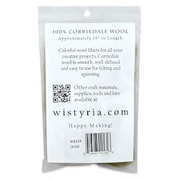 Wistyria Editions 100% Wool Roving - Olive, 14" - back of packaging