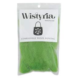 Wistyria Editions 100% Wool Roving - Lime, 14" - front of packaging