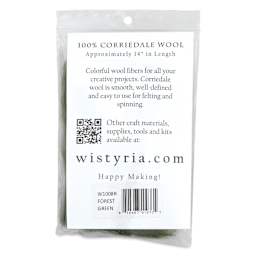 Wistyria Editions 100% Wool Roving - Forest Green, 14" - back-up