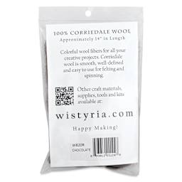 Wistyria Editions 100% Wool Roving - Chocolate, 14" - back of packaging