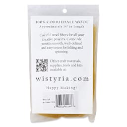 Wistyria Editions 100% Wool Roving - Butterscotch, 14" - back of packaging