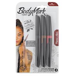 Bic BodyMark Temporary Tattoo Markers - Front of blister package of 3 Henna Markers
