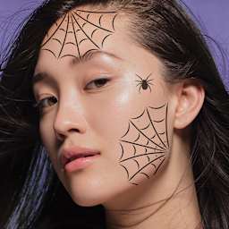 Stencil1 FX Makeup Stencils - Spiderweb and Spider (Shown on model)