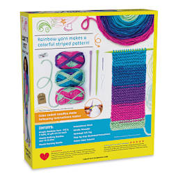 Creativity for Kids Learn to Knit Pocket Scarf Kit (Back of packaging)