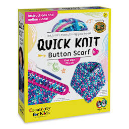 Creativity for Kids Quick Knit Button Scarf Kit (Front of packaging)