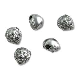 John Bead Antique Stainless Steel Beads - Lion Head 2, 11 x 12 mm, Pkg of 5