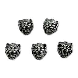 John Bead Antique Stainless Steel Beads - Lion Head 1, 10 x 11 mm, Pkg of 5, facing forward