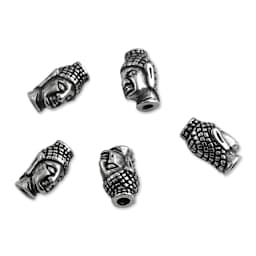John Bead Antique Stainless Steel Beads - Buddha 2, 14 x 9 mm, Pkg of 5